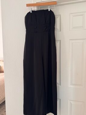 Zara Black Strapless Jumpsuit with Button Waist